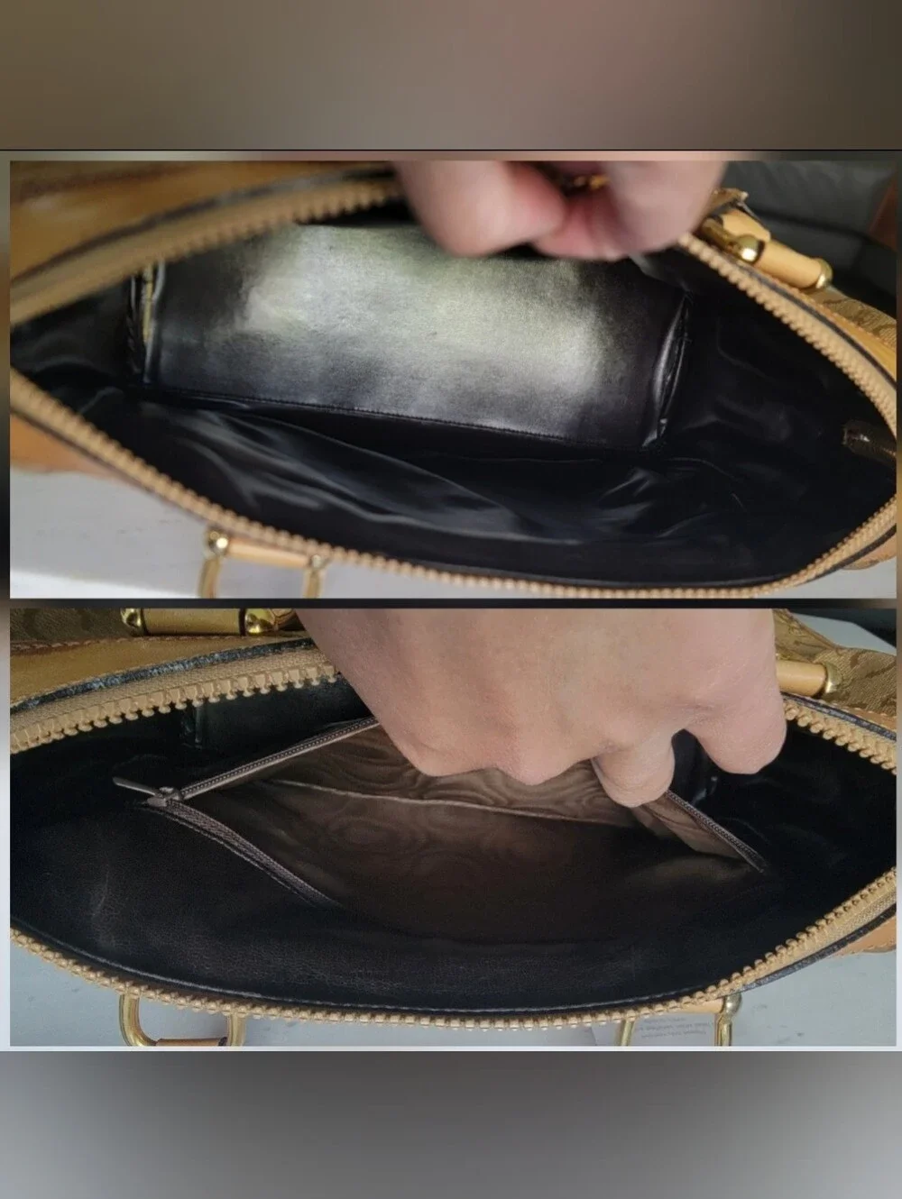CELINE C Sulky Boston Bag Brown Tan Vintage Coated Canvas Leather